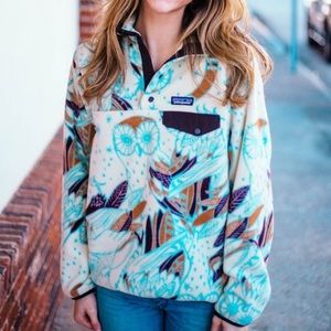 Patagonia Synchilla owl print fleece pullover XL